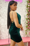 Emerald One-Shoulder Ruched Homecoming Dress HZ1023