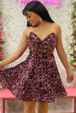 Dark Green Sequin Sweetheart A-Line Short Homecoming Dress HZ1023