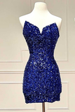White Iridescent Sequin Strapless Short Homecoming Dress HZ1023