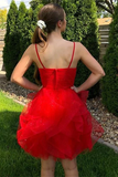 Princess Red A-line Ruffles Short Homecoming Dress HZ1023