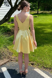 A-Line Yellow V-Neck Short Homecoming Dress HZ1023