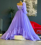 A line long prom dress, purple evening dress HZ1023