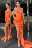 Amazing Orange Sweetheart Mermaid evening Dress Long With Split HZ1023