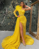 Yellow Prom Dresses Long Sleeve For Special Occasions HZ1023