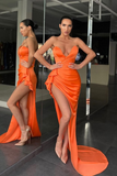 Amazing Orange Sweetheart Mermaid evening Dress Long With Split HZ1023