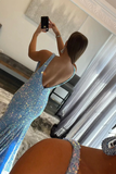 Blue Sequins Mermaid Prom Dress HZ1023