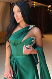 Elegant Green One Shoulder A-line Prom Dress With Beads HZ1023