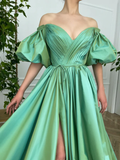 Emerald Iridescent Draped Gown HZ1023