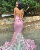 Pink Sweep Train mermaid Formal Prom Dress, Evening Dress HZ1023