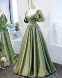 Puffy Sleeves Satin Bridesmaid Dresses HZ1023