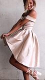 Off Shoulder Homecoming Dresses,Mid Back High Low Stain Short Dress HZ1023
