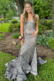 Deep V Neck Sequin Mermaid Prom Dress HZ1023