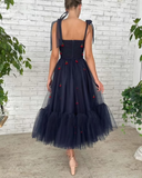 Cherry Spaghetti Straps Dress Starry Mesh Dress Homecoming dress HZ1023