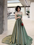 Unique backless long prom dress, green evening HZ1023