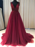 Beaded Prom Dress A-Line, Prom Dresses, Evening Dress, Dance Dress, Graduation School Party Gown HZ1023