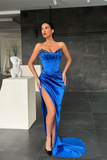 Bellasprom Royal Blue Prom Dress Split With Sequins Mermaid HZ1023