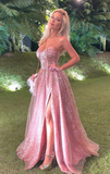 Gorgeous Sweetheart pink ball gown evening dress, prom dress HZ1023