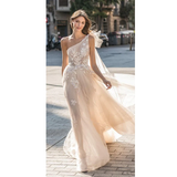 Beach Wedding Dress A Line Sleeveless Sexy Tulle Prom Dress HZ1023