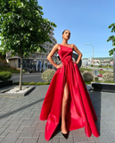 Charming A Line Strapless Red Long Prom/Evening Party Dress HZ1023