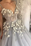 Ball Gown Spaghetti Straps Quinceanera Dresses With Handmade Flowers Tulle HZ1023