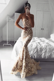 Glamorous Mermaid Sweetheart Sleeveless Tulle Long Prom Dresses With Appliques HZ1023