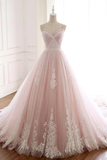 Pink Tulle Prom Dresses with Lace Appliques, A Line Formal Evening Party Dresses HZ1023