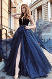 Gorgeous A Line Open Back Sleeveless With Split Side Prom Dresses HZ1023
