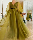 v neck long Prom Dresses, Sweet Prom Gowns HZ1023