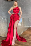 MERMAID ASYMMETRICAL FLOOR-LENGTH SLEEVELESS HIGH SPLIT PROM DRESS HZ1023