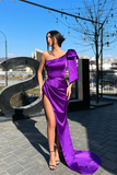 Designer Purple One Shoulder Long Prom Dress With Slit HZ1023