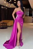 Mermaid sweetheart off-the-shoulder high slit applique floor-length sleeveless ball gown HZ1023