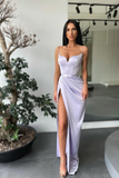 Simple Sleeveless Spaghetti Straps Side High Slit Mermaid Prom Dresses, Party Dress ,Evening Dress With Train HZ1023