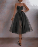 Modest Evening Dress Custom Made Tulle Black Prom Dresses HZ1023