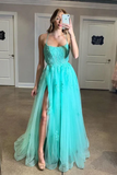 Green Prom Dress with Slit, Prom Dresses, Evening Dress, Dance Dress, Graduation School Party Gown HZ1023