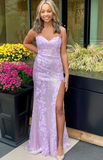 Sweetheart Neck Backless Mermaid Purple Long Prom Dresses, Mermaid Purple Lace Formal Graduation Evening Dresses HZ1023