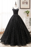 Black Tulle Satin Sweetheart Neck Long Prom Dress, Evening Dress HZ1023