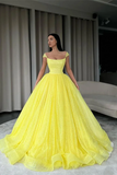 Ball Gown Daffodil Prom Dress Long Off-the-Shoulder Sequins HZ1023