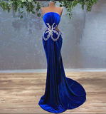 Women's Evening Dress Mermaid Royal Blue Beads Prom Party Dress HZ1023