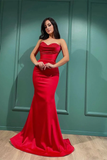 Sexy Red Sweetheart Sleeveless Sequins Mermaid Evening Dresses HZ1023