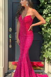 Mermaid Fuchsia Sequins Long Formal Dress HZ1023