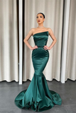 Stunning Dark Green Strapless Mermaid Long Evening Dress HZ1023
