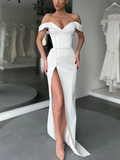 Mermaid Off-The-Shoulder Off-White Popular Long Evening Elegant Prom Dresses HZ1023