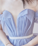 Purple Sweetheart Neck Tulle Sequin Long Prom Dress, Purple Ball Gown Graduation Dress HZ1023