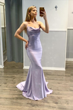 Mermaid Light Purple Spaghetti-Straps Prom Dress HZ1023