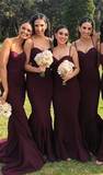 Spaghetti Straps Mermaid Sexy Backless Sleeveless Long Bridesmaid Dress,Cheap Bridesmaids Dresses HZ1023