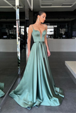 Elegant Spaghetti-Straps V-Neck Sleeveless Prom Dress Long HZ1023