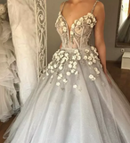 Ball Gown Spaghetti Straps Quinceanera Dresses With Handmade Flowers Tulle HZ1023