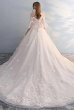 Charming Flowers Lace Off Shoulder Ball Gown Wedding Party Dress, Tulle Long Prom Dress HZ1023