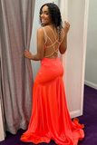 Cross Straps Coral Long Prom Dress HZ1023