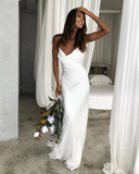 Floor-Length Satin Sleeveless Wedding Dress HZ1023